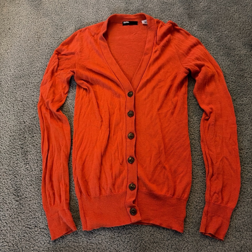 Red/orange Button-Up Cardigan